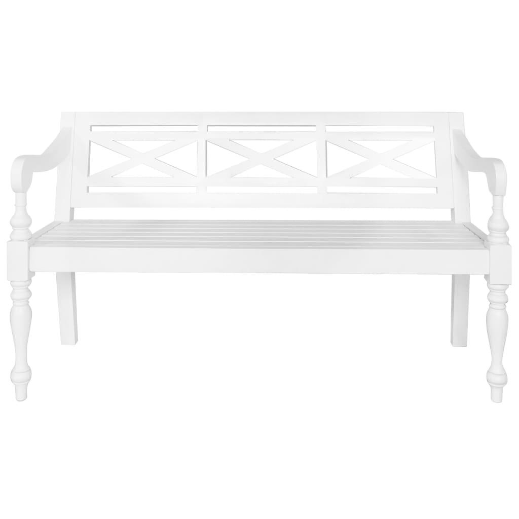 Batavia Bench 48.4" Solid Mahogany Wood White at Set Shop and Smile