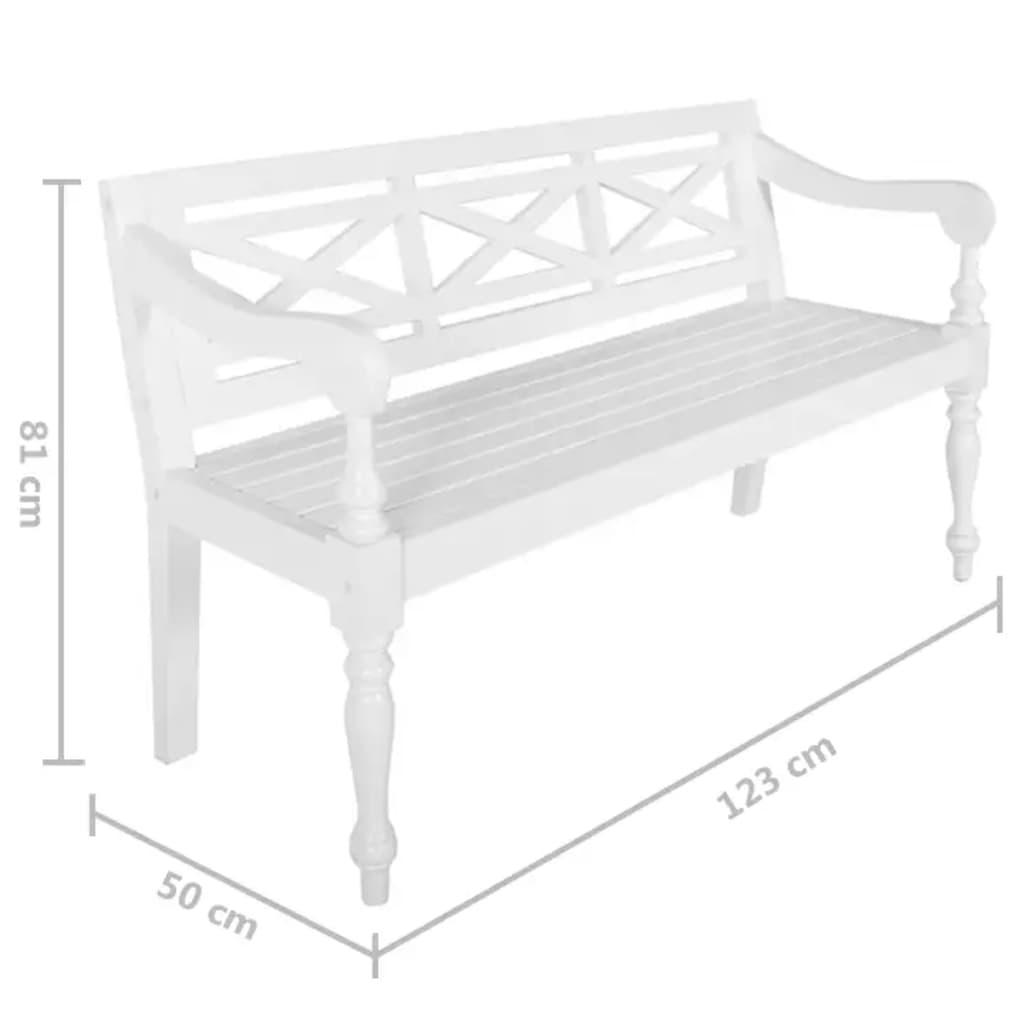 Batavia Bench 48.4" Solid Mahogany Wood White at Set Shop and Smile