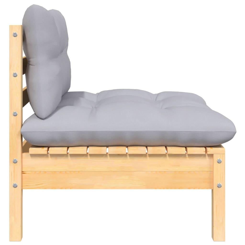 2-Seater Patio Sofa with Gray Cushions Solid Pinewood at Set Shop and Smile