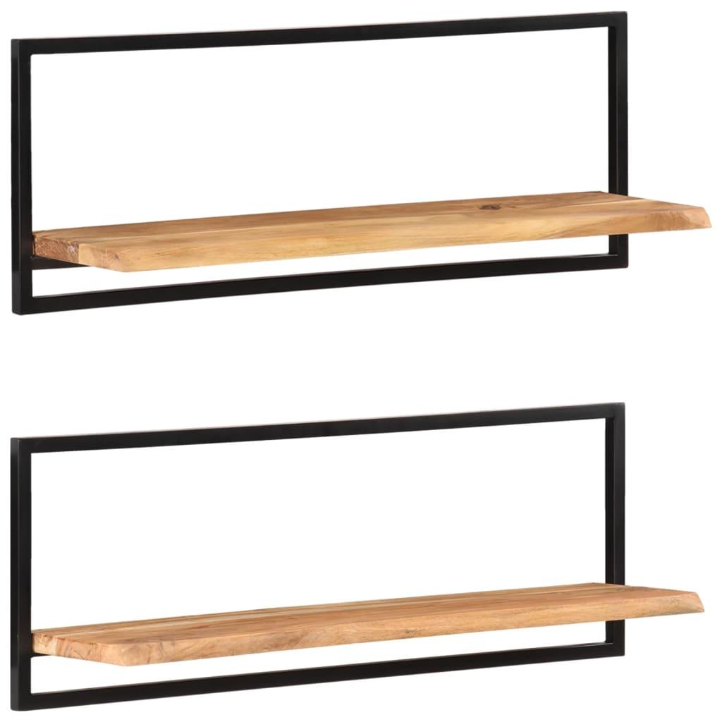 Wall Shelves 2 pcs 39.4"x9.4"x13.8" Solid Wood Acacia and Steel at Set Shop and Smile