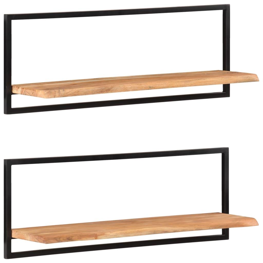 Wall Shelves 2 pcs 39.4"x9.4"x13.8" Solid Wood Acacia and Steel at Set Shop and Smile