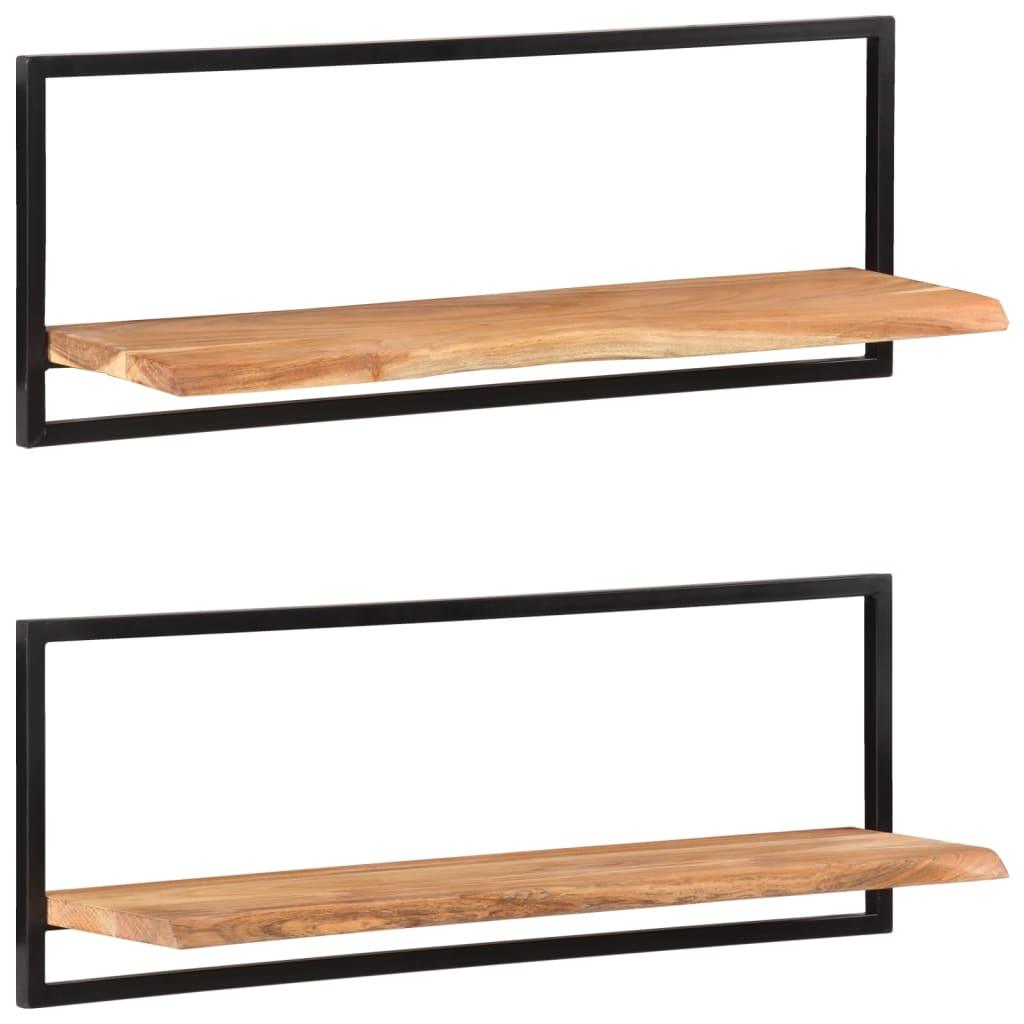 Wall Shelves 2 pcs 39.4"x9.4"x13.8" Solid Wood Acacia and Steel at Set Shop and Smile