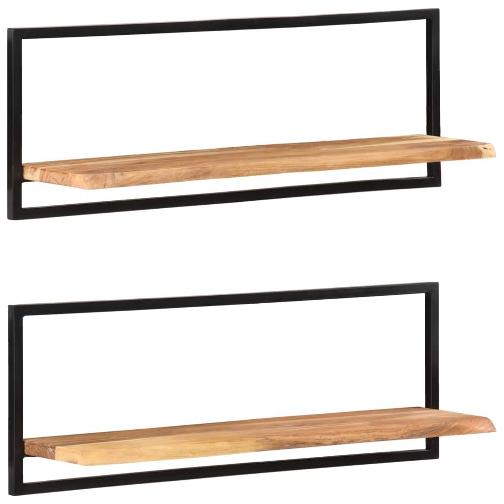 Wall Shelves 2 pcs 39.4"x9.4"x13.8" Solid Wood Acacia and Steel at Set Shop and Smile