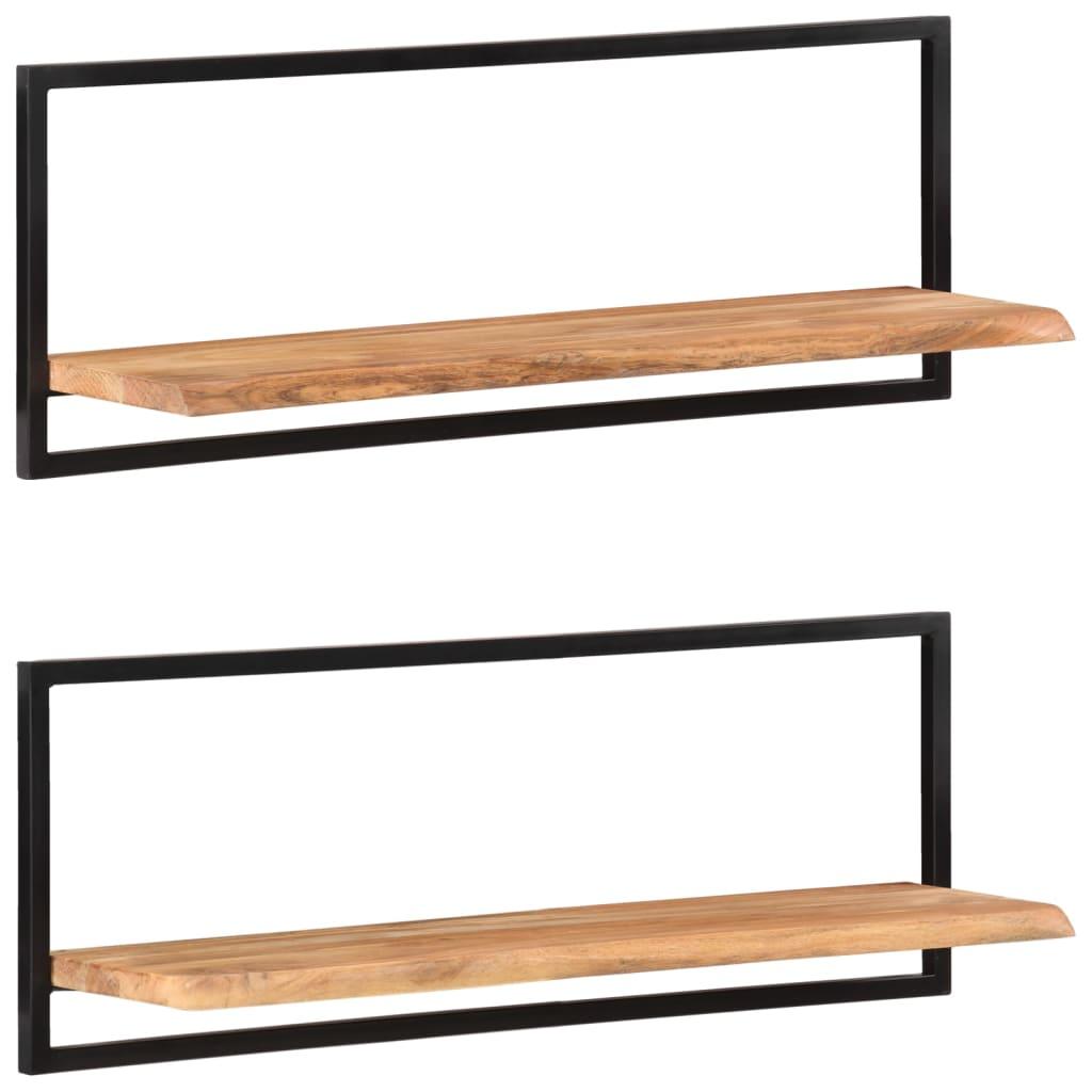 Wall Shelves 2 pcs 39.4"x9.4"x13.8" Solid Wood Acacia and Steel at Set Shop and Smile