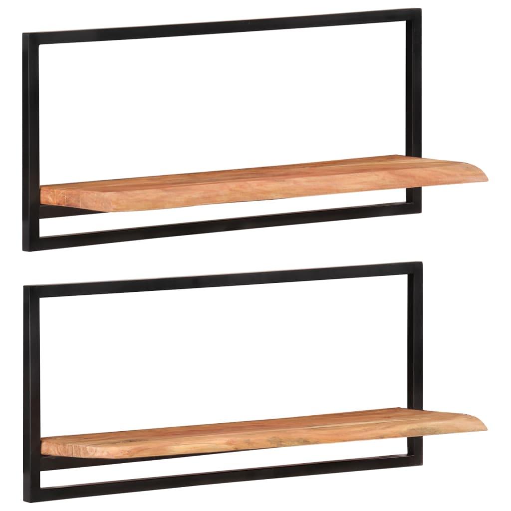 Wall Shelves 2 pcs 31.5"x9.8"x13.8" Solid Wood Acacia and Steel at Set Shop and Smile