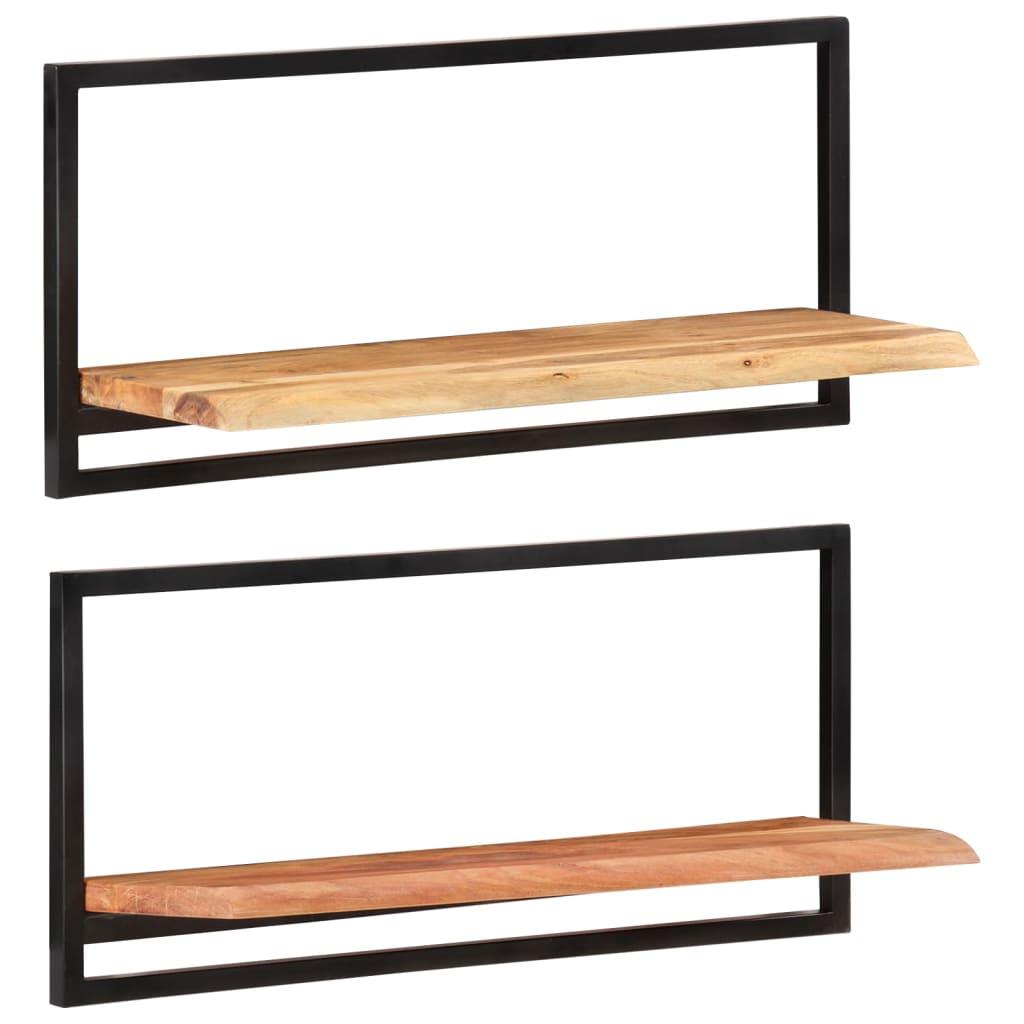 Wall Shelves 2 pcs 31.5"x9.8"x13.8" Solid Wood Acacia and Steel at Set Shop and Smile