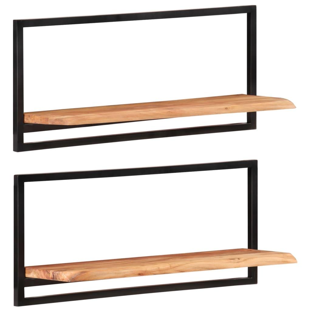 Wall Shelves 2 pcs 31.5"x9.8"x13.8" Solid Wood Acacia and Steel at Set Shop and Smile