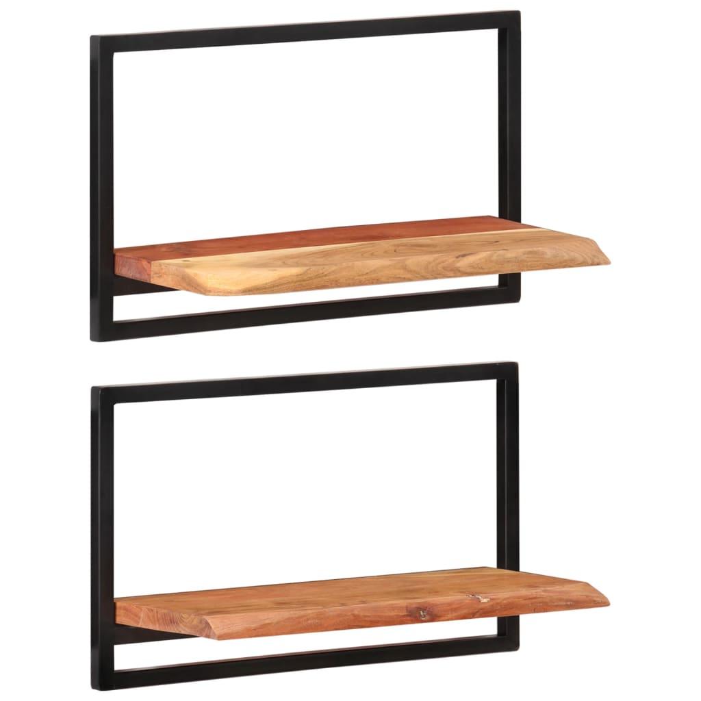 Wall Shelves 2 pcs 23.6"x9.8"x13.8" Solid Wood Acacia and Steel at Set Shop and Smile