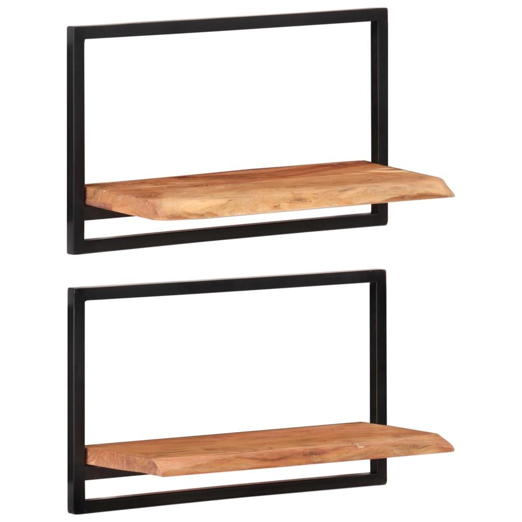 Wall Shelves 2 pcs 23.6"x9.8"x13.8" Solid Wood Acacia and Steel at Set Shop and Smile