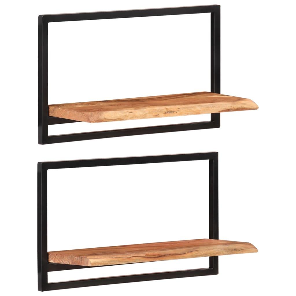 Wall Shelves 2 pcs 23.6"x9.8"x13.8" Solid Wood Acacia and Steel at Set Shop and Smile