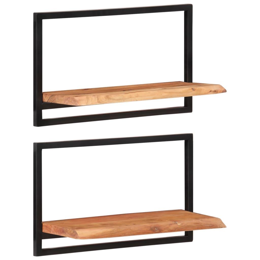 Wall Shelves 2 pcs 23.6"x9.8"x13.8" Solid Wood Acacia and Steel at Set Shop and Smile