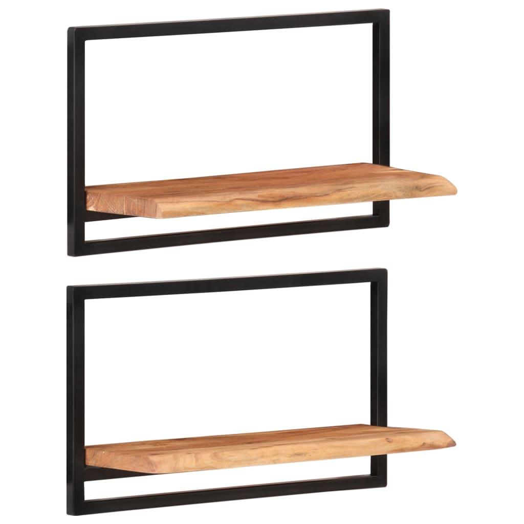 Wall Shelves 2 pcs 23.6"x9.8"x13.8" Solid Wood Acacia and Steel at Set Shop and Smile