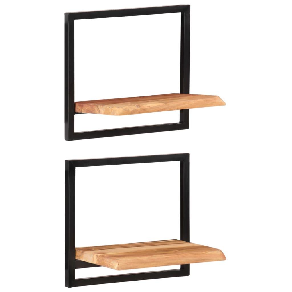 Wall Shelves 2 pcs 15.7"x9.4"x13.8" Solid Wood Acacia and Steel at Set Shop and Smile