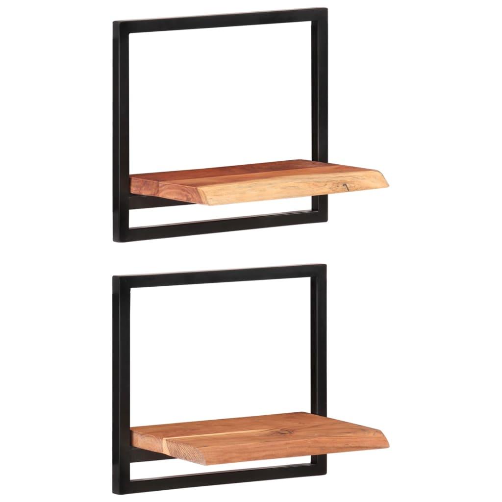Wall Shelves 2 pcs 15.7"x9.4"x13.8" Solid Wood Acacia and Steel at Set Shop and Smile