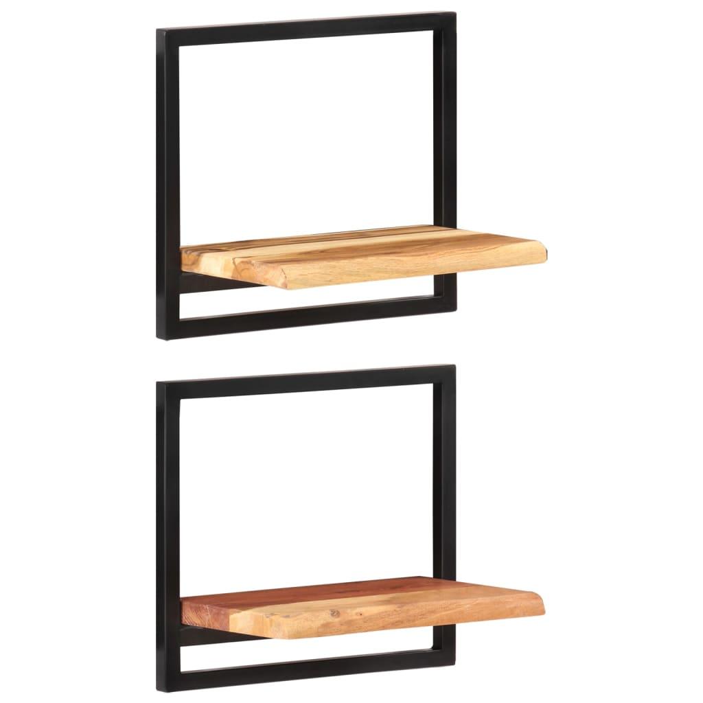 Wall Shelves 2 pcs 15.7"x9.4"x13.8" Solid Wood Acacia and Steel at Set Shop and Smile