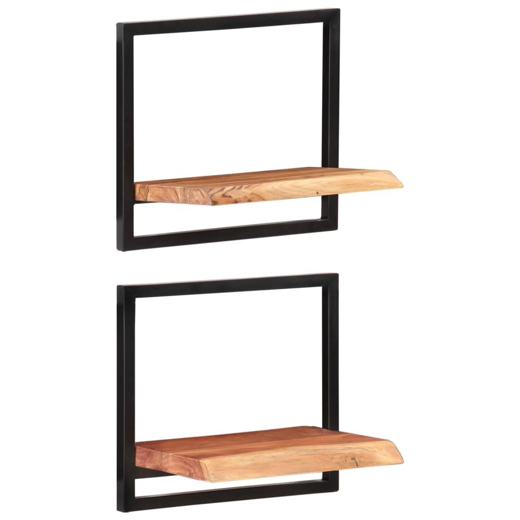 Wall Shelves 2 pcs 15.7"x9.4"x13.8" Solid Wood Acacia and Steel at Set Shop and Smile