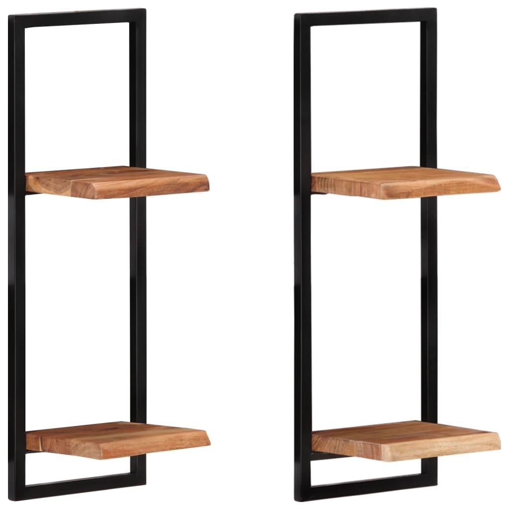 Wall Shelves 2 pcs 9.8"x9.8"x29.5" Solid Wood Acacia and Steel at Set Shop and Smile