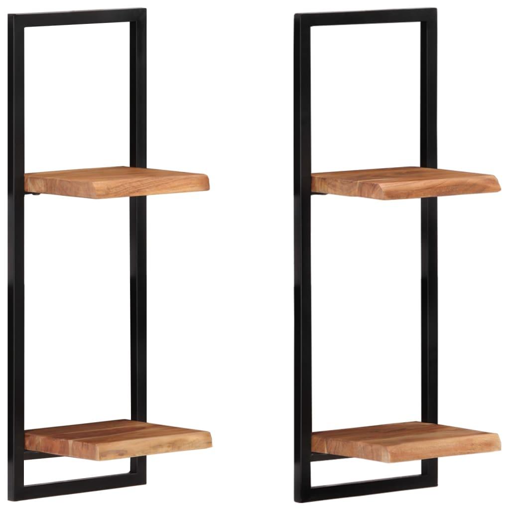 Wall Shelves 2 pcs 9.8"x9.8"x29.5" Solid Wood Acacia and Steel at Set Shop and Smile