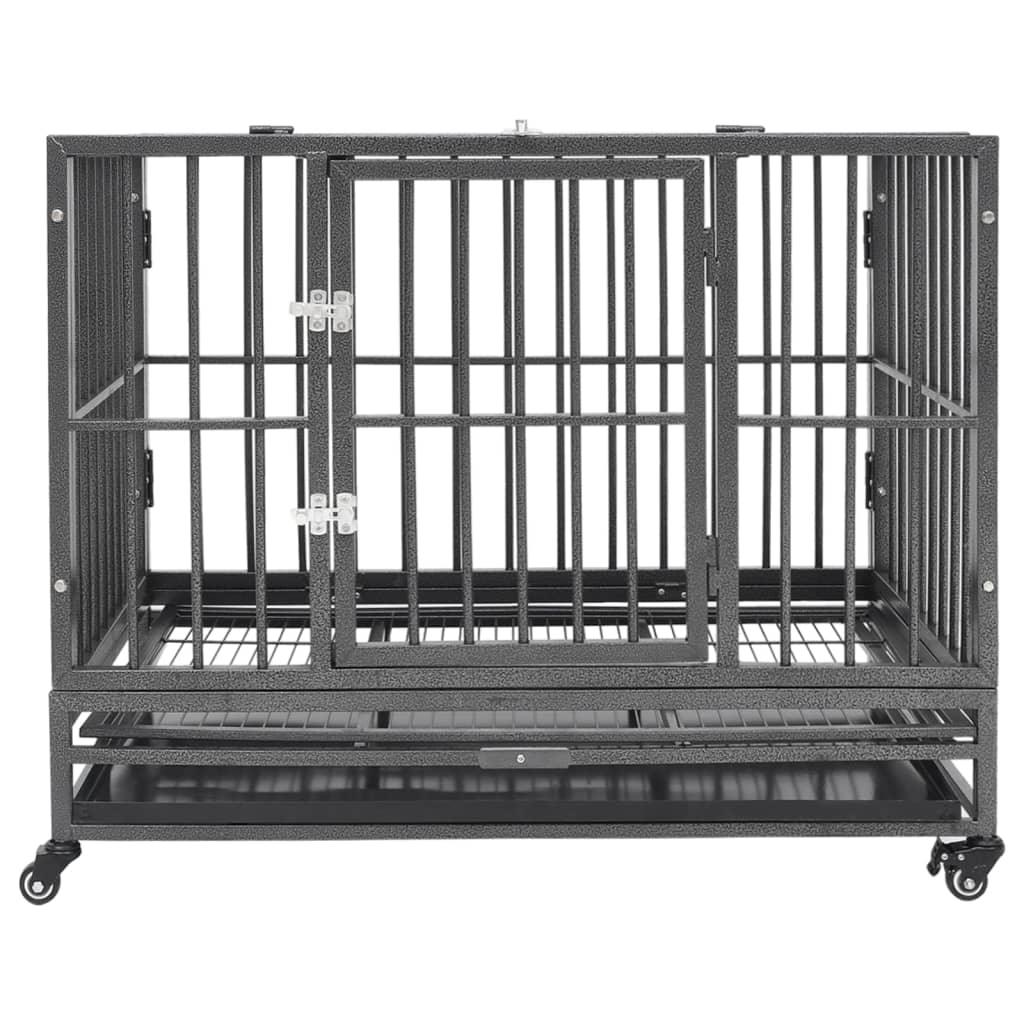 Dog Cage with Wheels Steel 36.2"x24.4"x29.9" at Set Shop and Smile