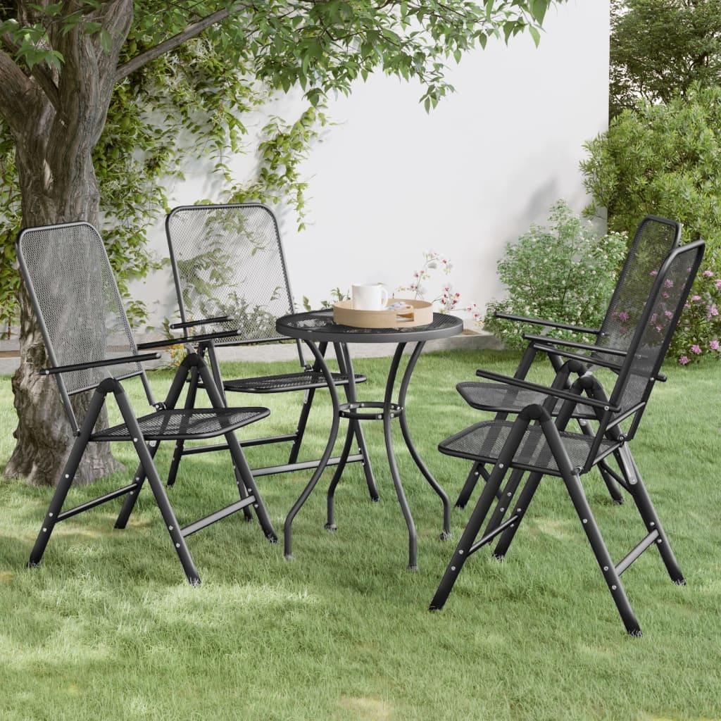 Folding Patio Chairs 4 pcs Expanded Metal Mesh Anthracite at Set Shop and Smile