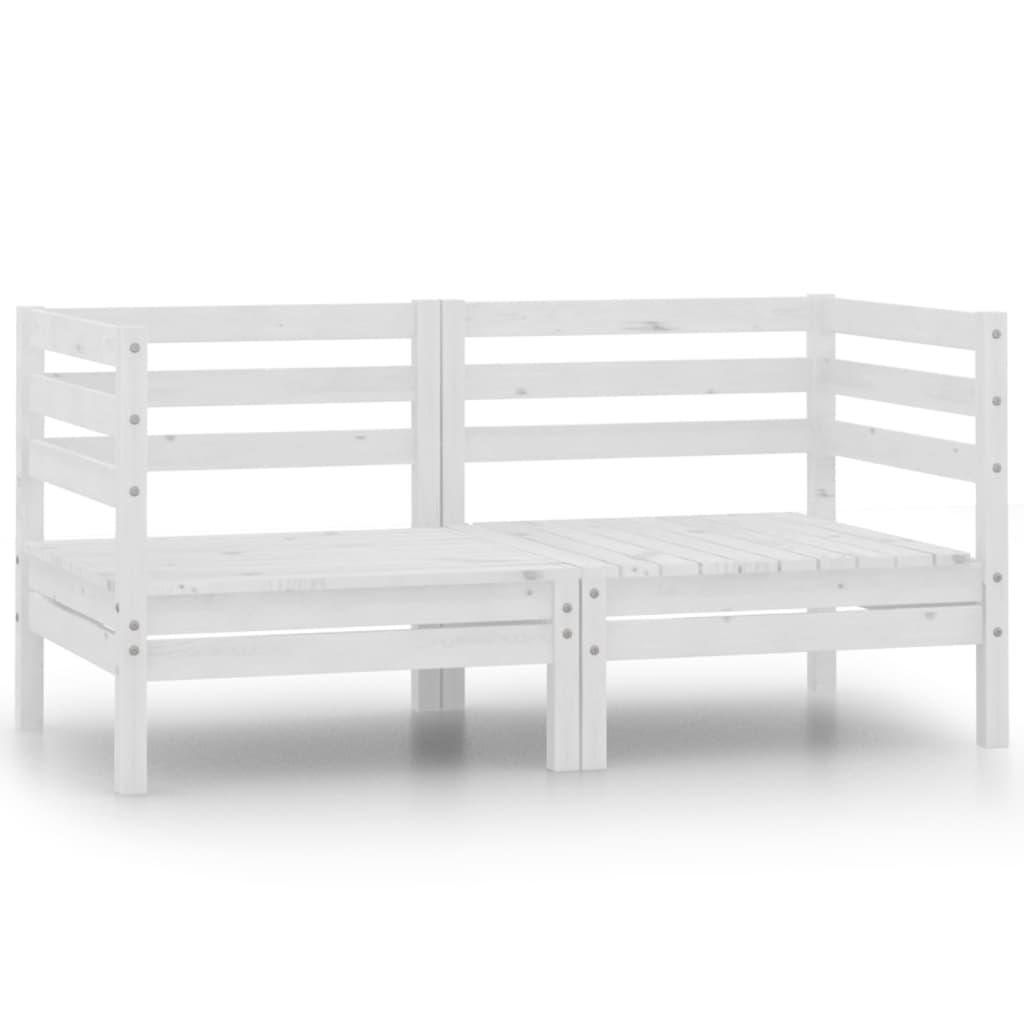 Patio 2-Seater Sofa White Solid Pinewood at Set Shop and Smile