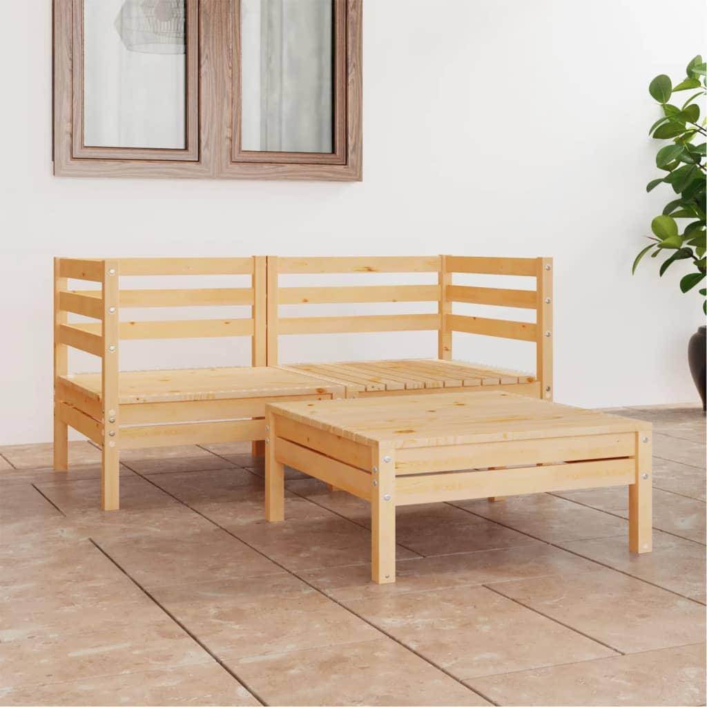 3 Piece Patio Lounge Set Solid Pinewood at Set Shop and Smile