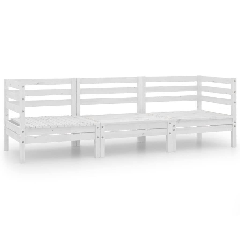 3 Piece Patio Lounge Set White Solid Wood Pine at Set Shop and Smile