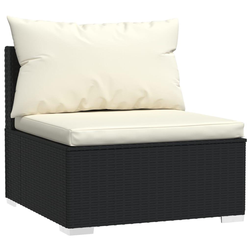 Patio Middle Sofa with Cushions Black Poly Rattan at Set Shop and Smile