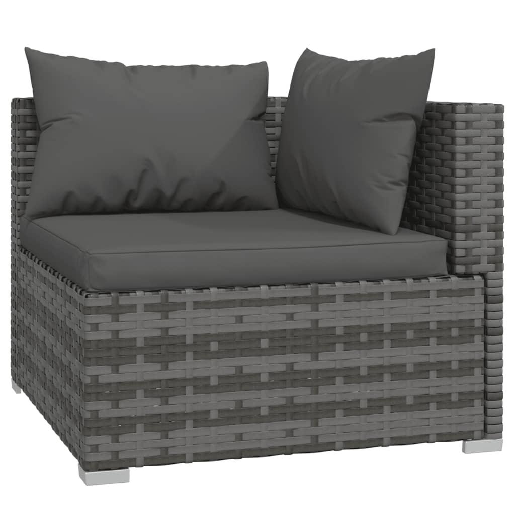 4 Piece Patio Lounge Set with Cushions Gray Poly Rattan at Set Shop and Smile