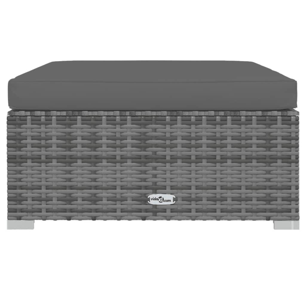 4 Piece Patio Lounge Set with Cushions Gray Poly Rattan at Set Shop and Smile