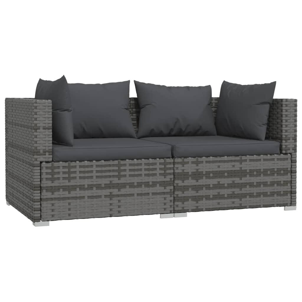 3 Piece Patio Lounge Set with Cushions Gray Poly Rattan at Set Shop and Smile