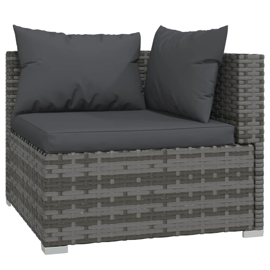 3 Piece Patio Lounge Set with Cushions Gray Poly Rattan at Set Shop and Smile
