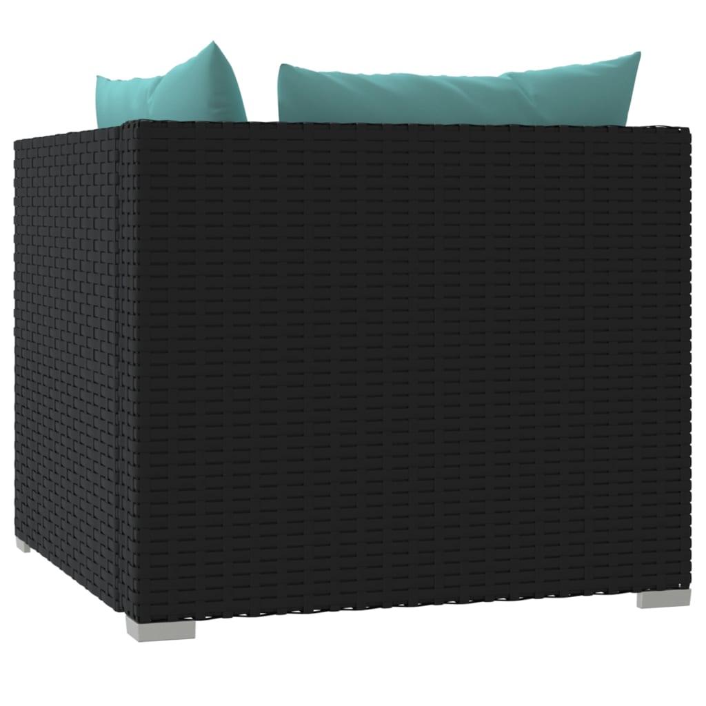 2-Seater Sofa with Cushions Black Poly Rattan at Set Shop and Smile