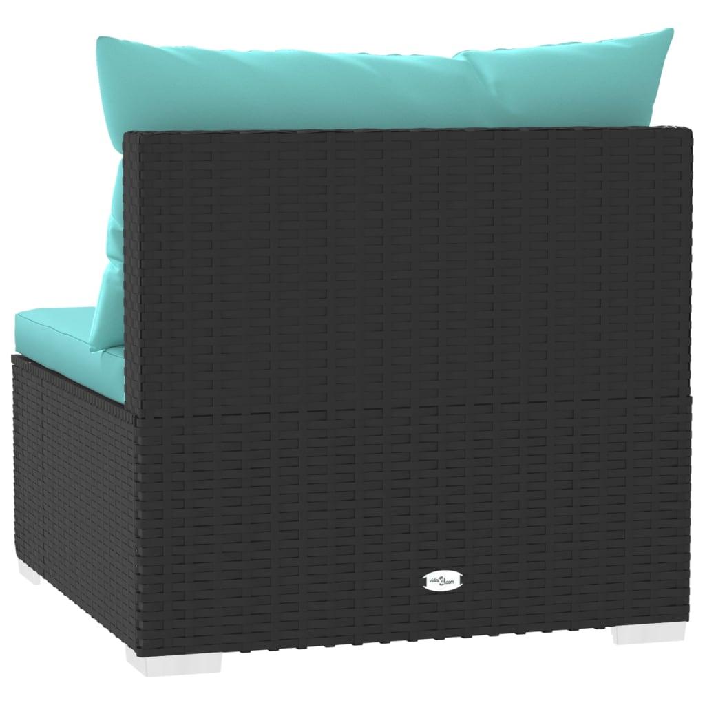 4-Seater Sofa with Cushions Black Poly Rattan at Set Shop and Smile