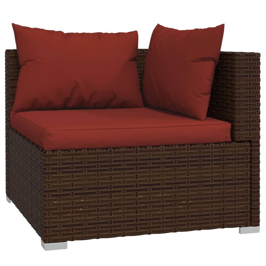 2-Seater Sofa with Cushions Brown Poly Rattan at Set Shop and Smile