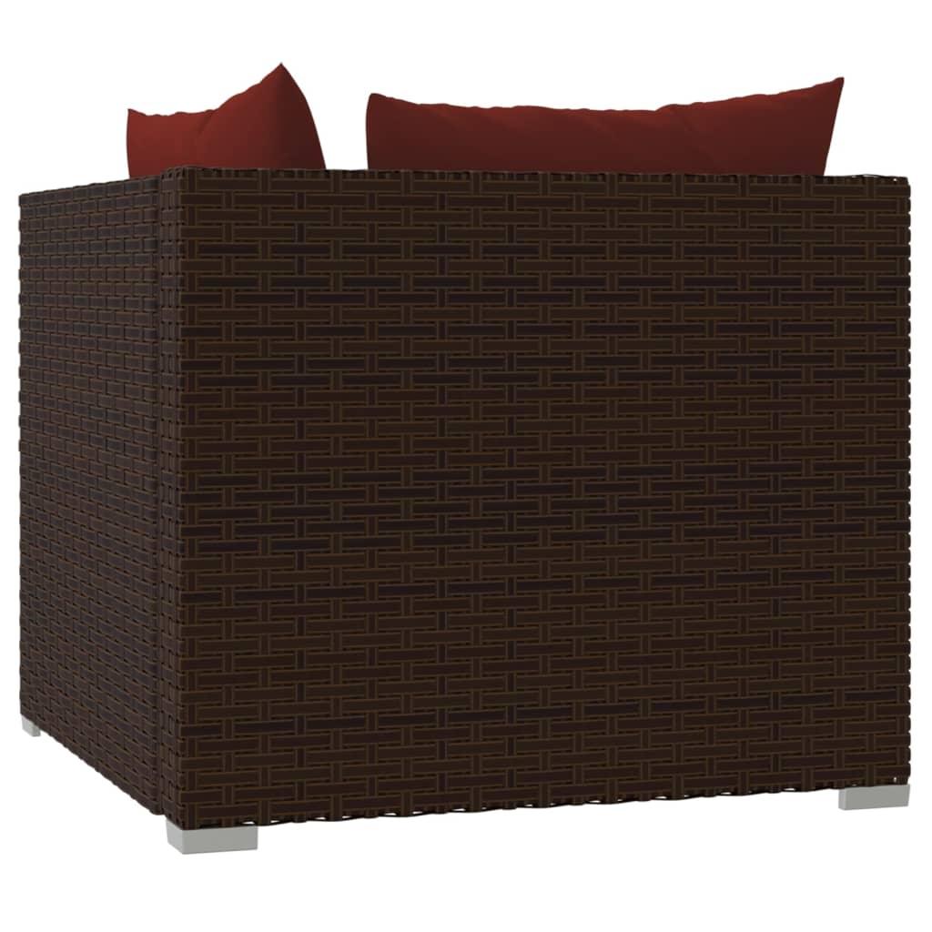 2-Seater Sofa with Cushions Brown Poly Rattan at Set Shop and Smile
