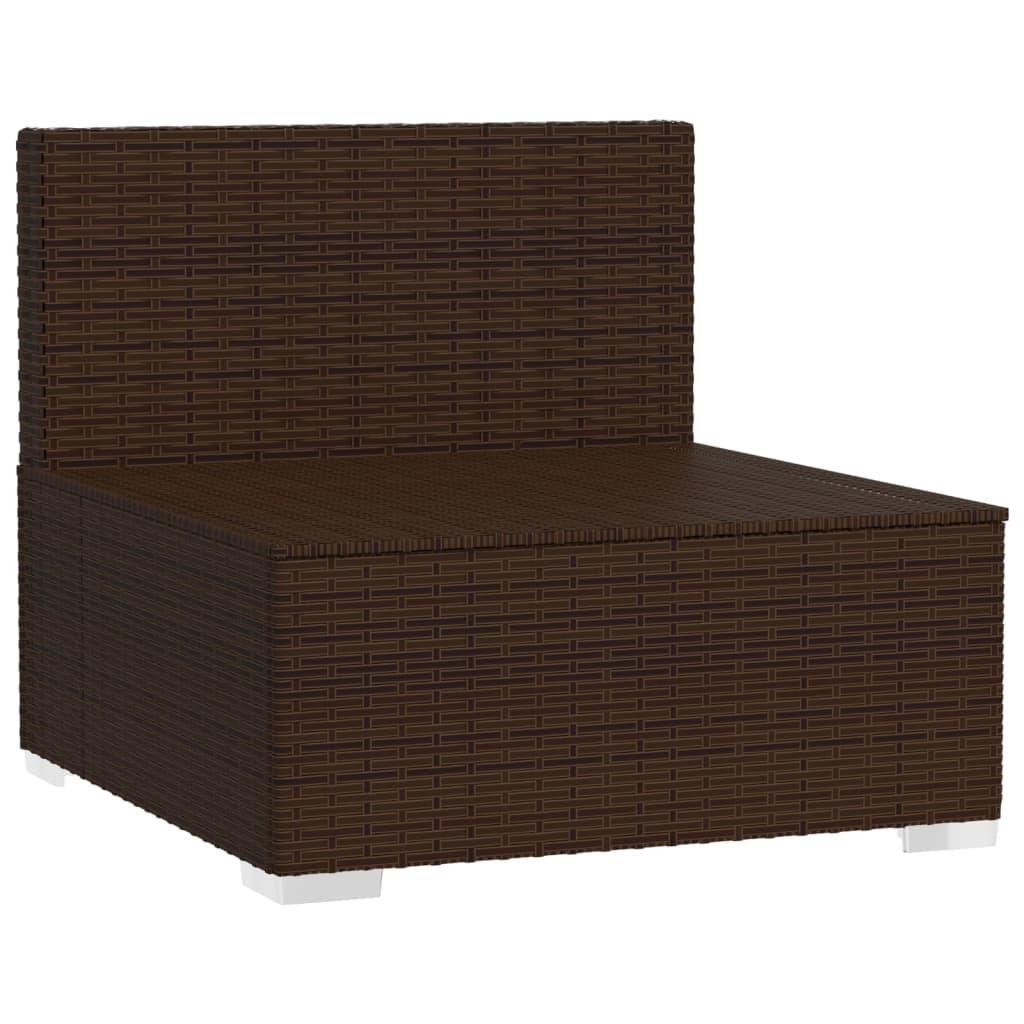 3-Seater Sofa with Cushions Brown Poly Rattan at Set Shop and Smile