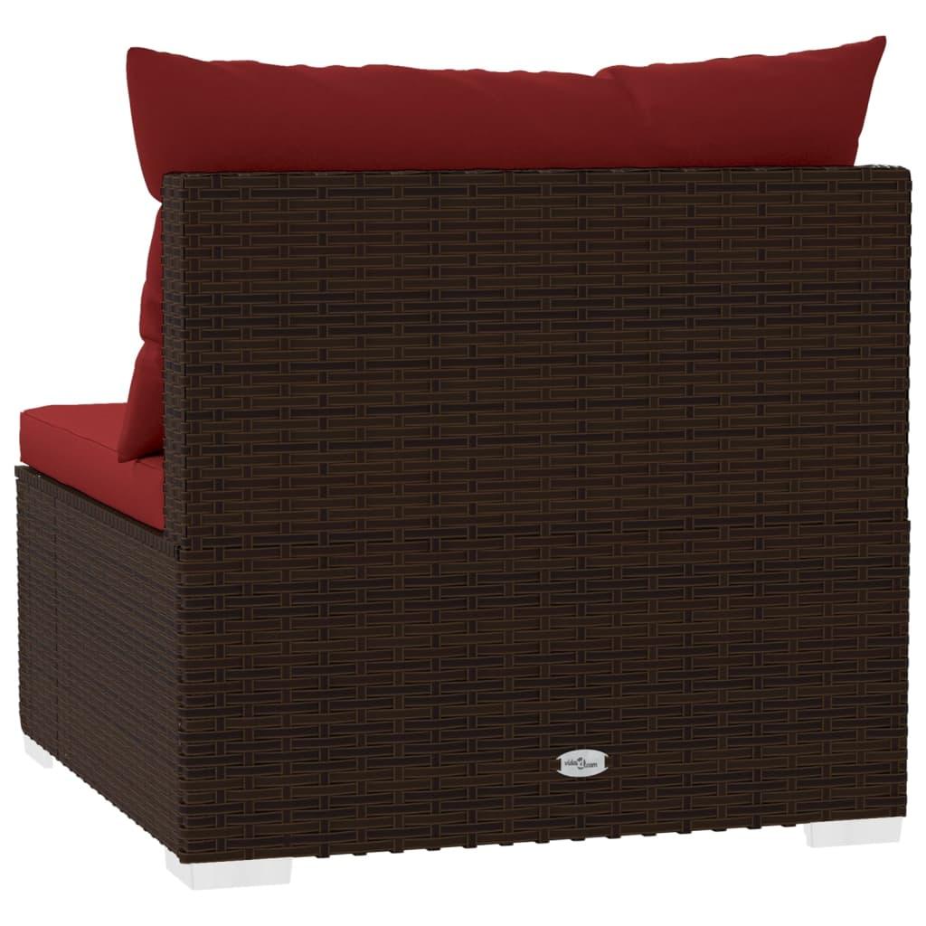 4-Seater Sofa with Cushions Brown Poly Rattan at Set Shop and Smile
