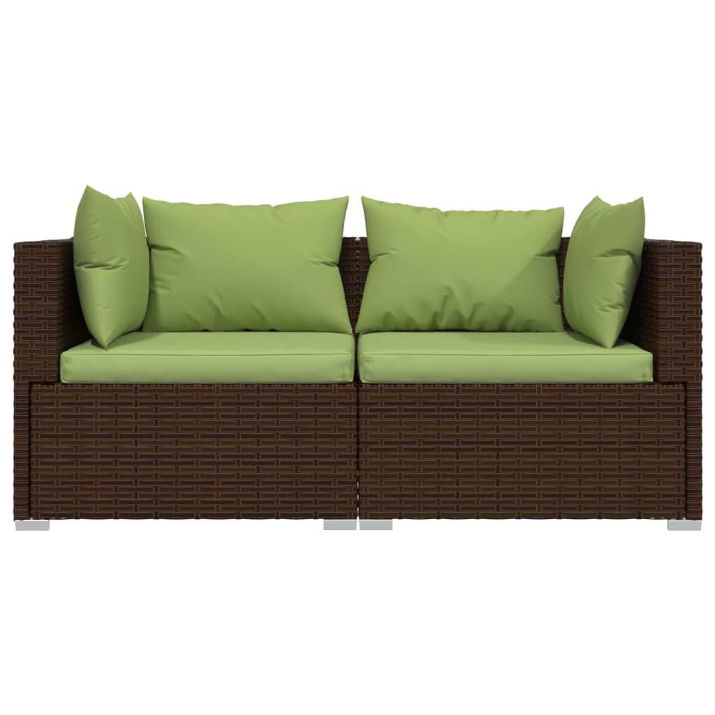 3 Piece Patio Lounge Set with Cushions Brown Poly Rattan at Set Shop and Smile