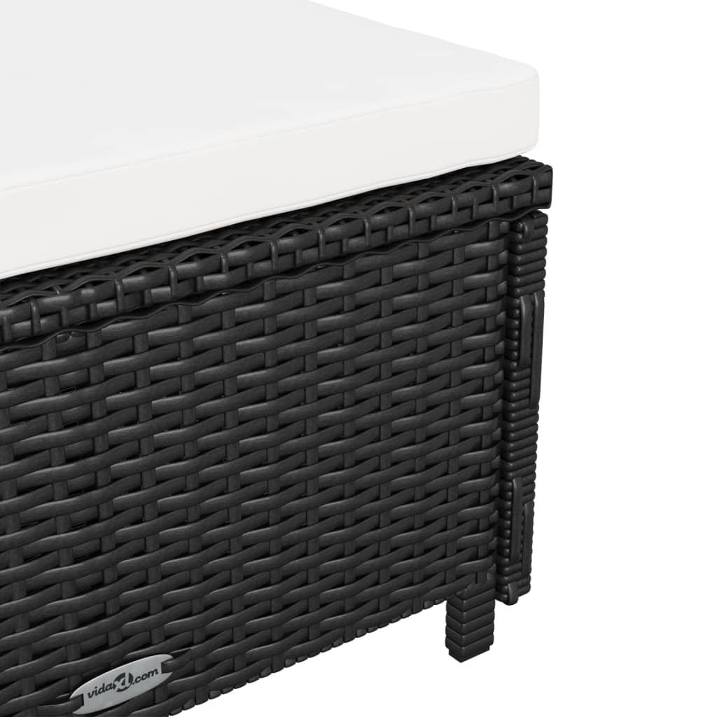 Sun Lounger with Cream White Cushion Poly Rattan Black at Set Shop and Smile