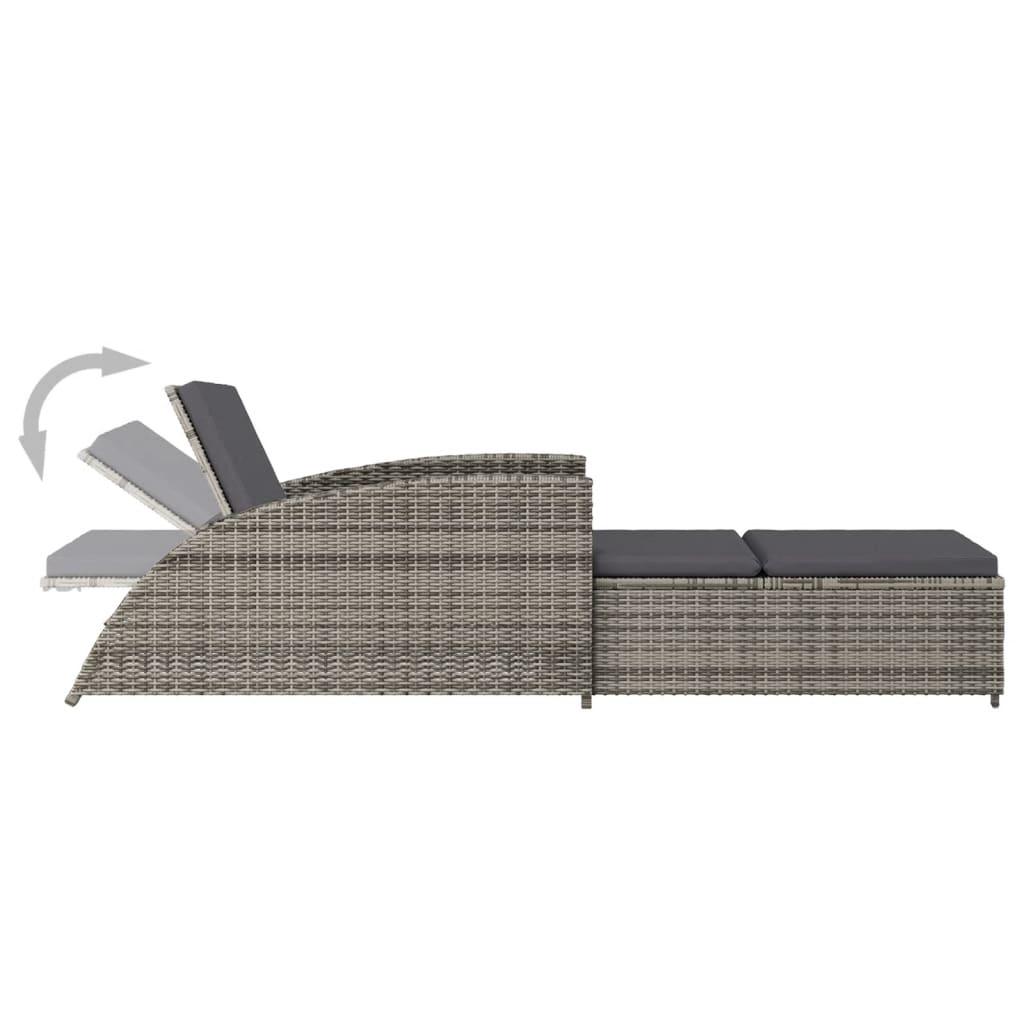 Sun Lounger with Dark Gray Cushion Poly Rattan Gray at Set Shop and Smile
