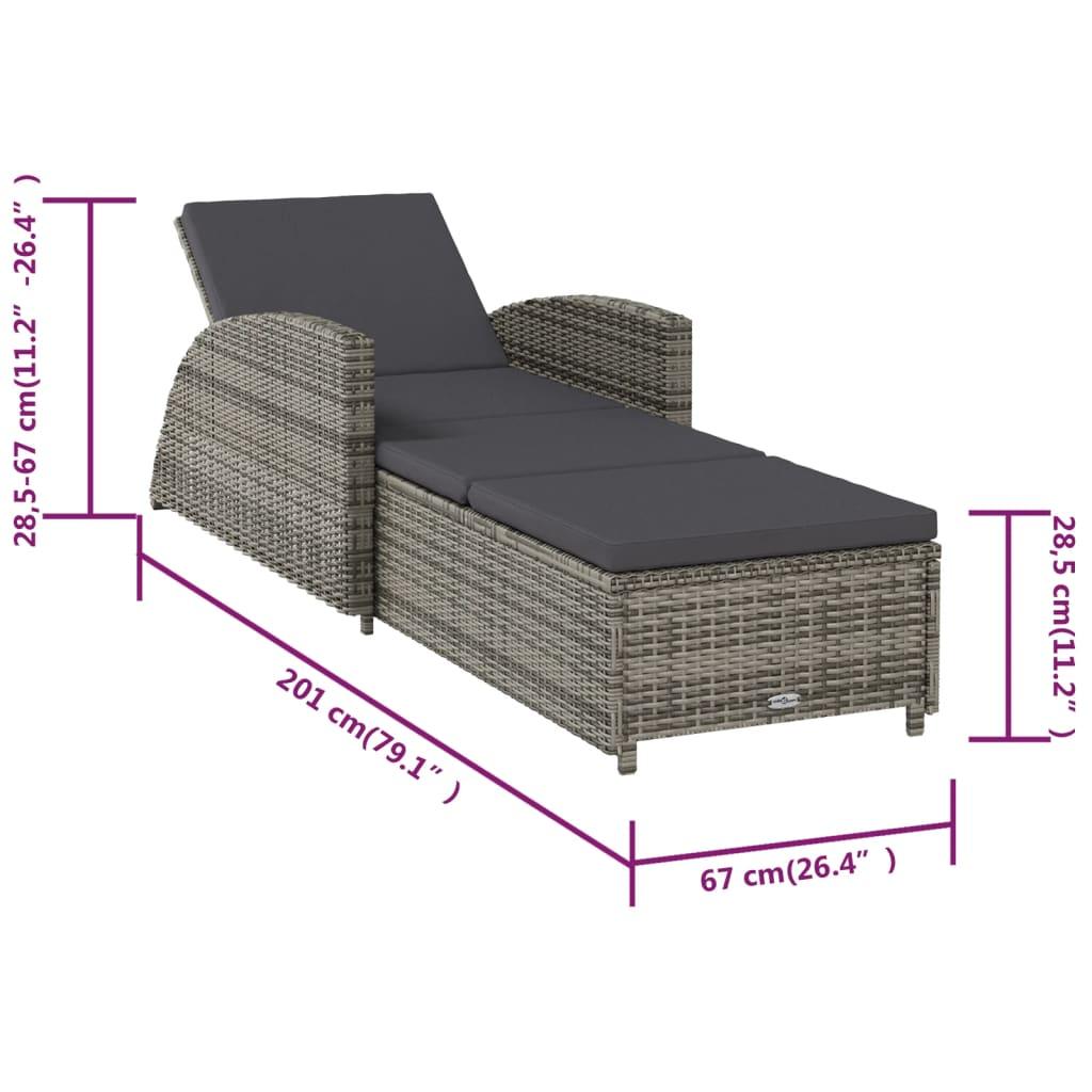 Sun Lounger with Dark Gray Cushion Poly Rattan Gray at Set Shop and Smile