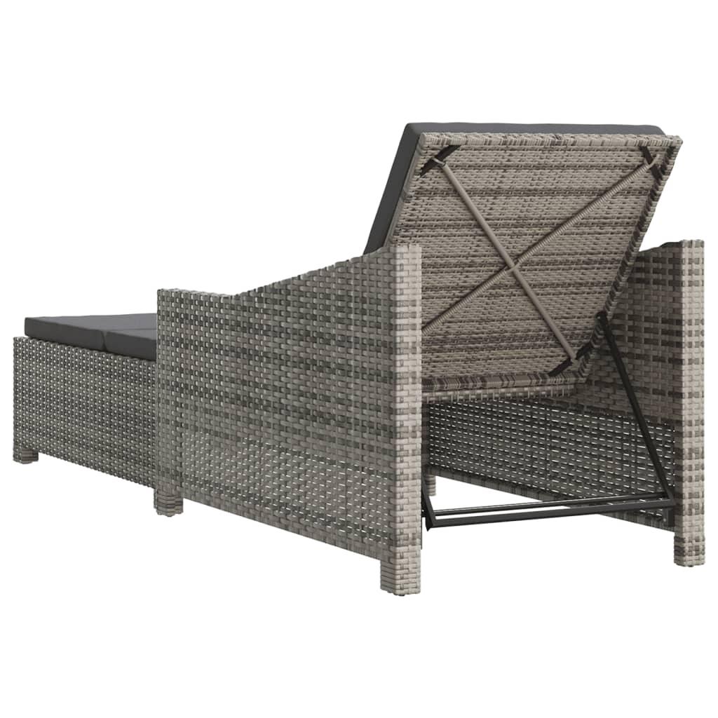 Sun Lounger with Dark Gray Cushion Poly Rattan Gray at Set Shop and Smile