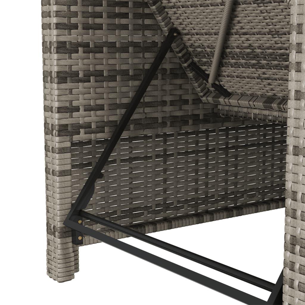 Sun Lounger with Dark Gray Cushion Poly Rattan Gray at Set Shop and Smile