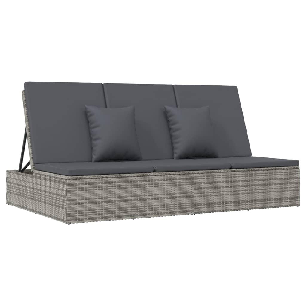 Convertible Sun Bed with Cushions Poly Rattan Dark Gray at Set Shop and Smile