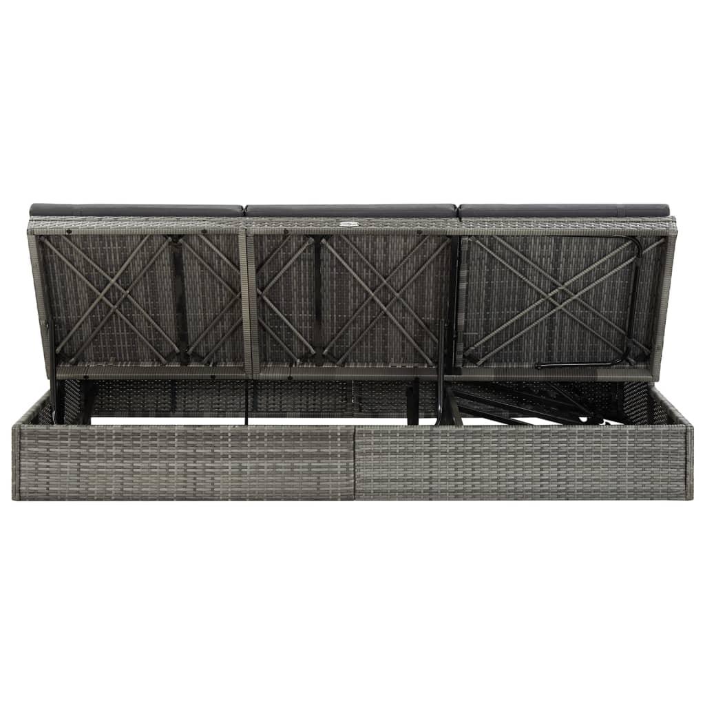 Convertible Sun Bed with Cushions Poly Rattan Dark Gray at Set Shop and Smile