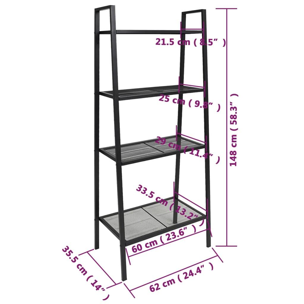 Ladder Bookcase 4 Tiers Metal Anthracite at Set Shop and Smile