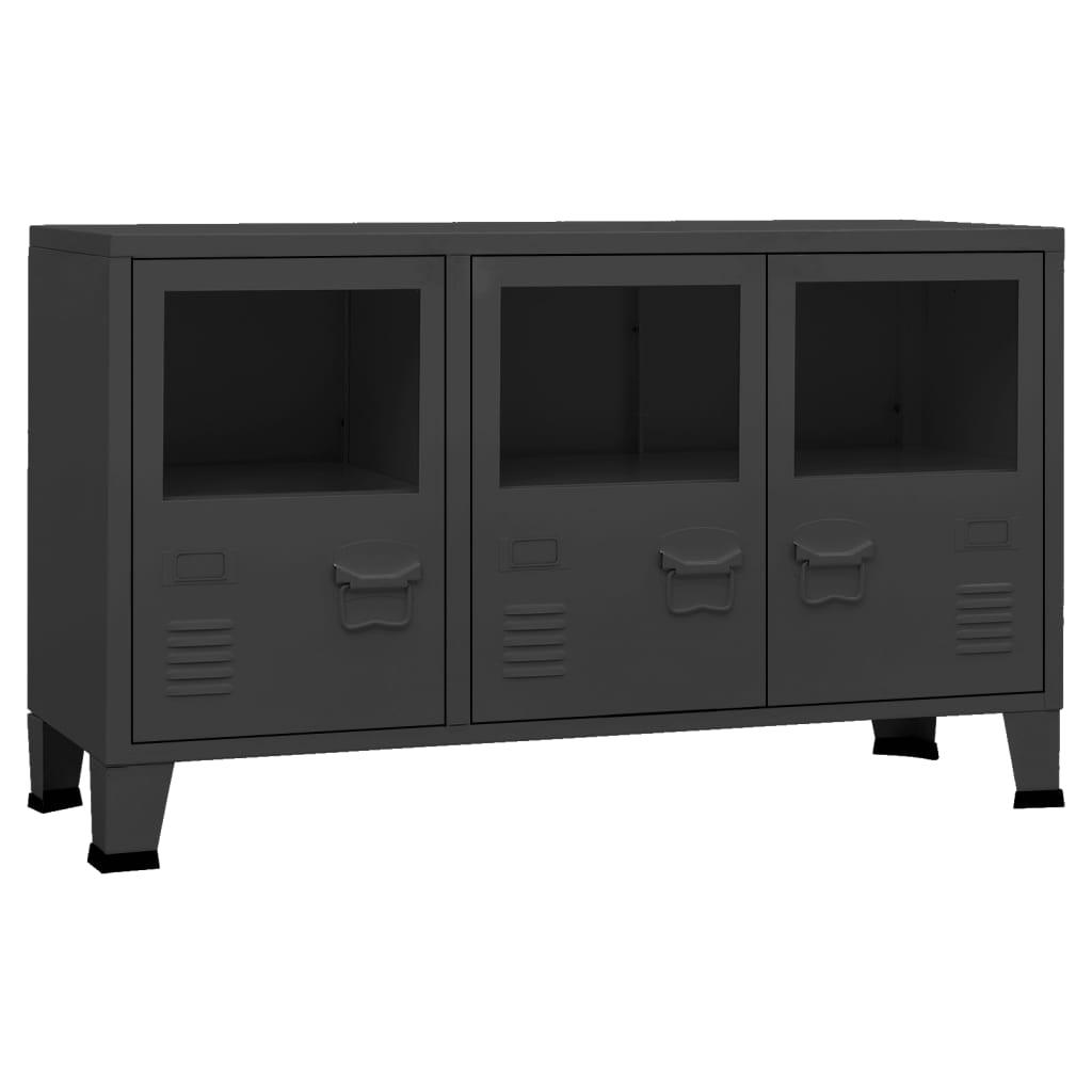 Industrial Sideboard Black 41.3"x13.8"x24.4" Metal and Glass at Set Shop and Smile