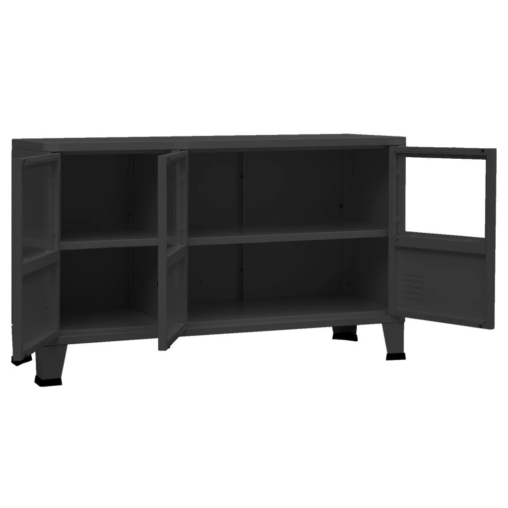 Industrial Sideboard Black 41.3"x13.8"x24.4" Metal and Glass at Set Shop and Smile