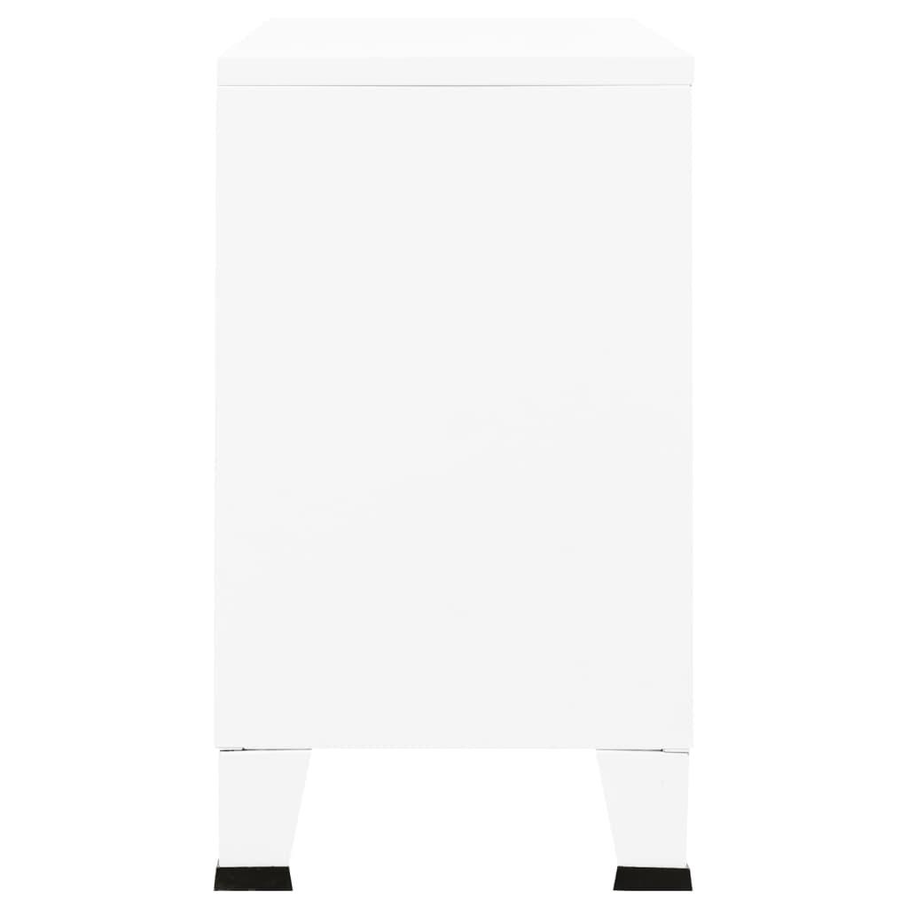 Industrial Sideboard White 41.3"x13.8"x24.4" Metal and Glass at Set Shop and Smile